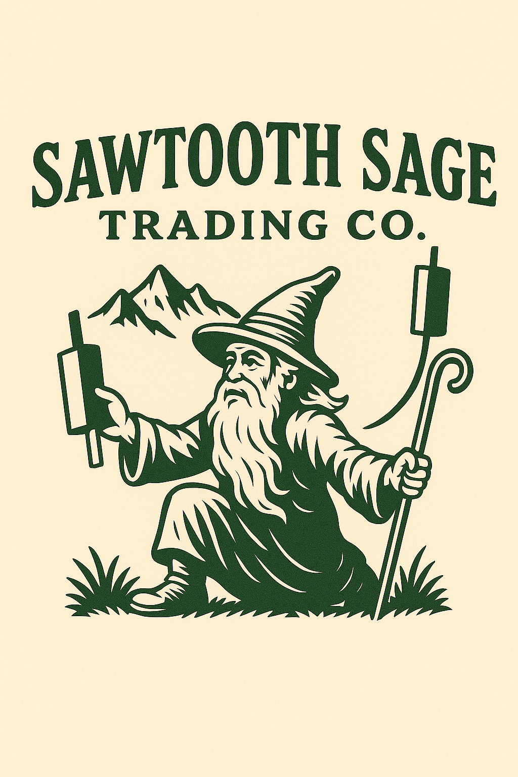 Sawtooth Sage mascot holding candlesticks